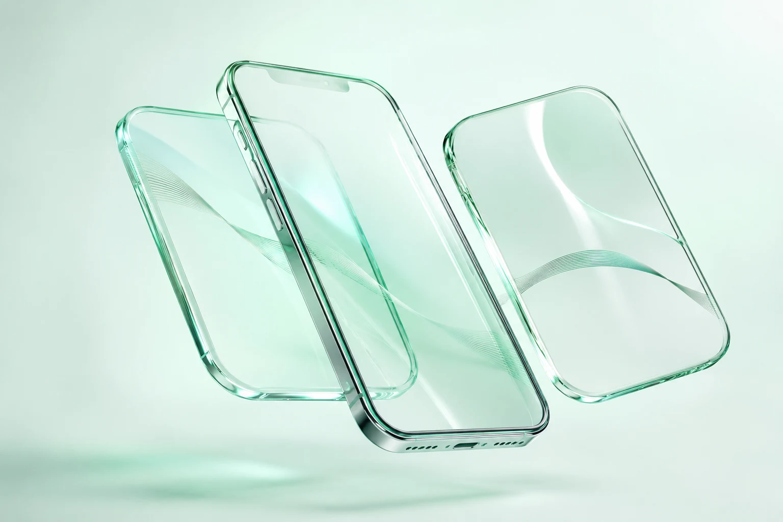 Floating glass digital product forms